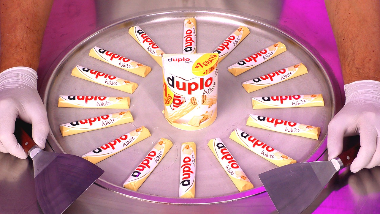 ASMR Chocolates - how to make duplo White Chocolate Candy Bars to Ice Cream Rolls Dessert