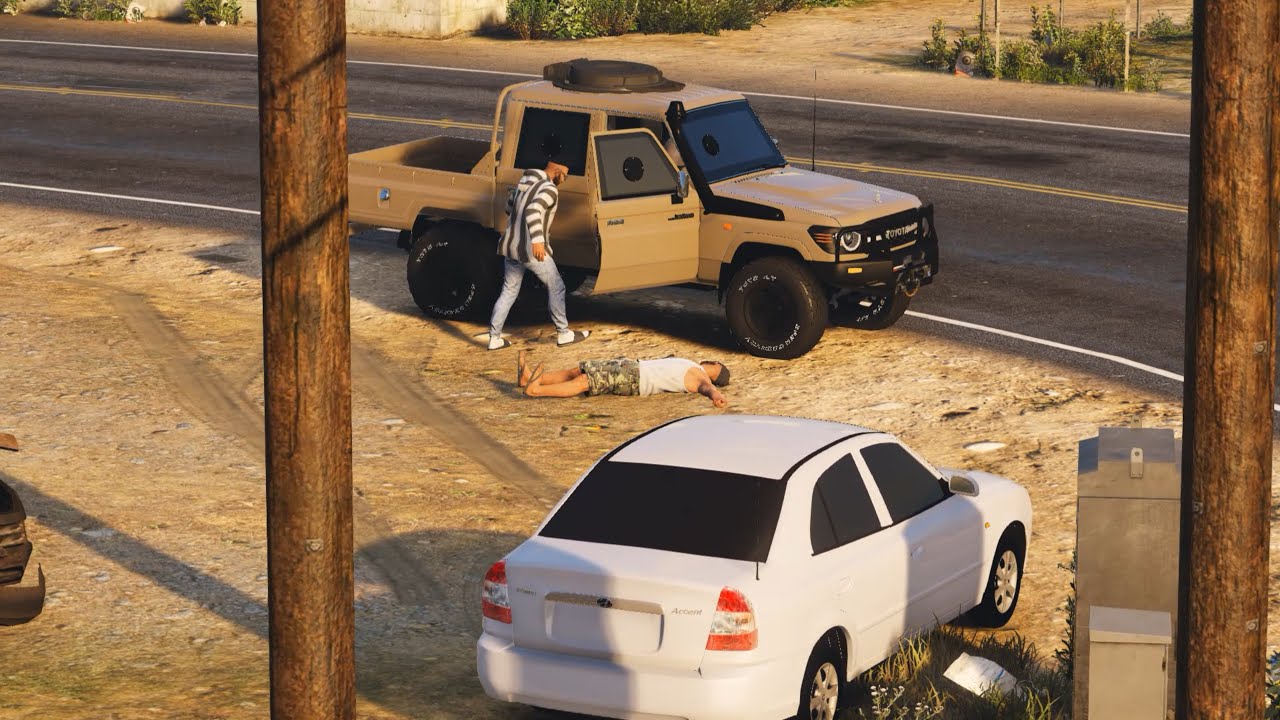 الجزء الثاني من فيلم  رعي الشاص لما هدد العصابات إجرامي في الورشة العم محمد GTA5