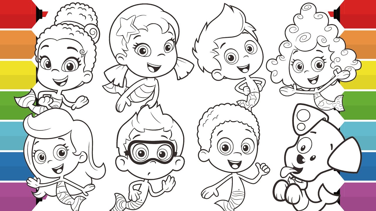 Bubble Guppies Character Coloring Pages | Oona Zooli Nonny Molly Goby Gil Deema Puppy