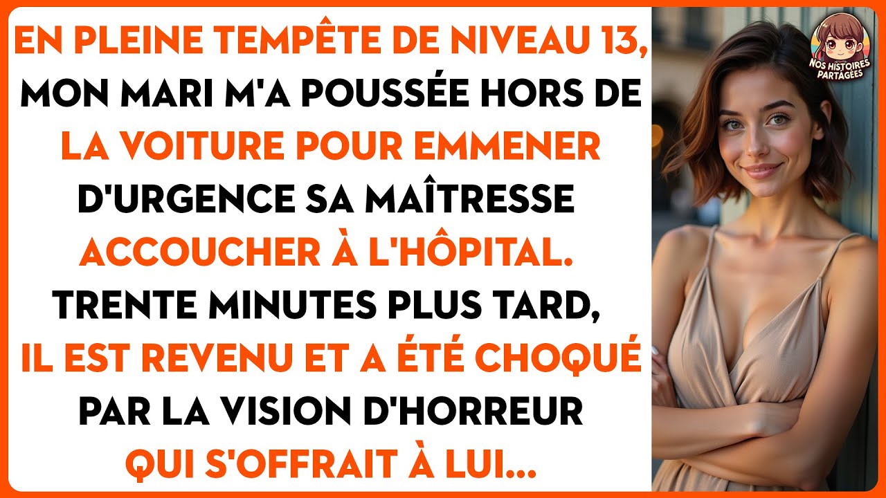 En pleine tempête de niveau 13, mon mari m'a poussée hors de la voiture pour emmener d'urgence...