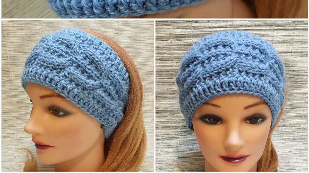 Повязка спицами простым объемным узором🧶
