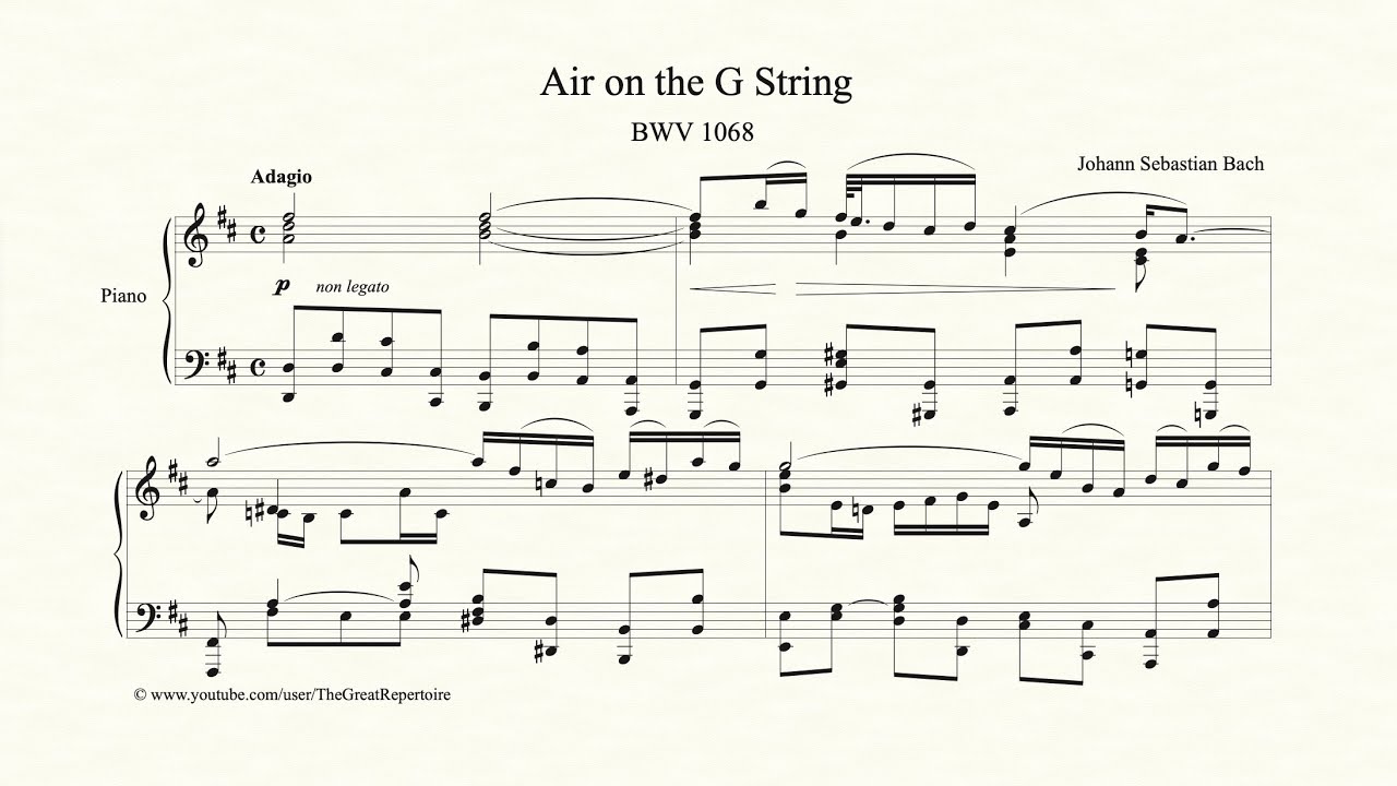 Bach, Air on the G String, Piano