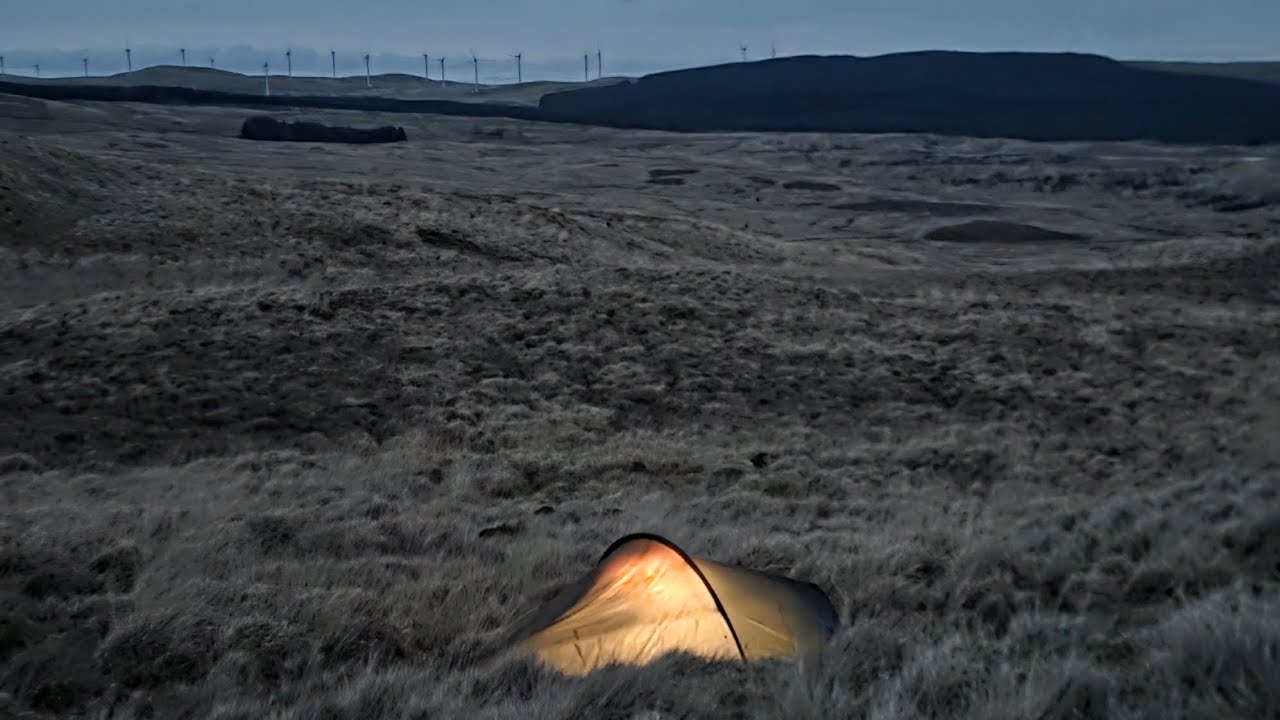 Winter windy and snowy wildcamp in my terranova laser compact AS. Above Loch Doon. 