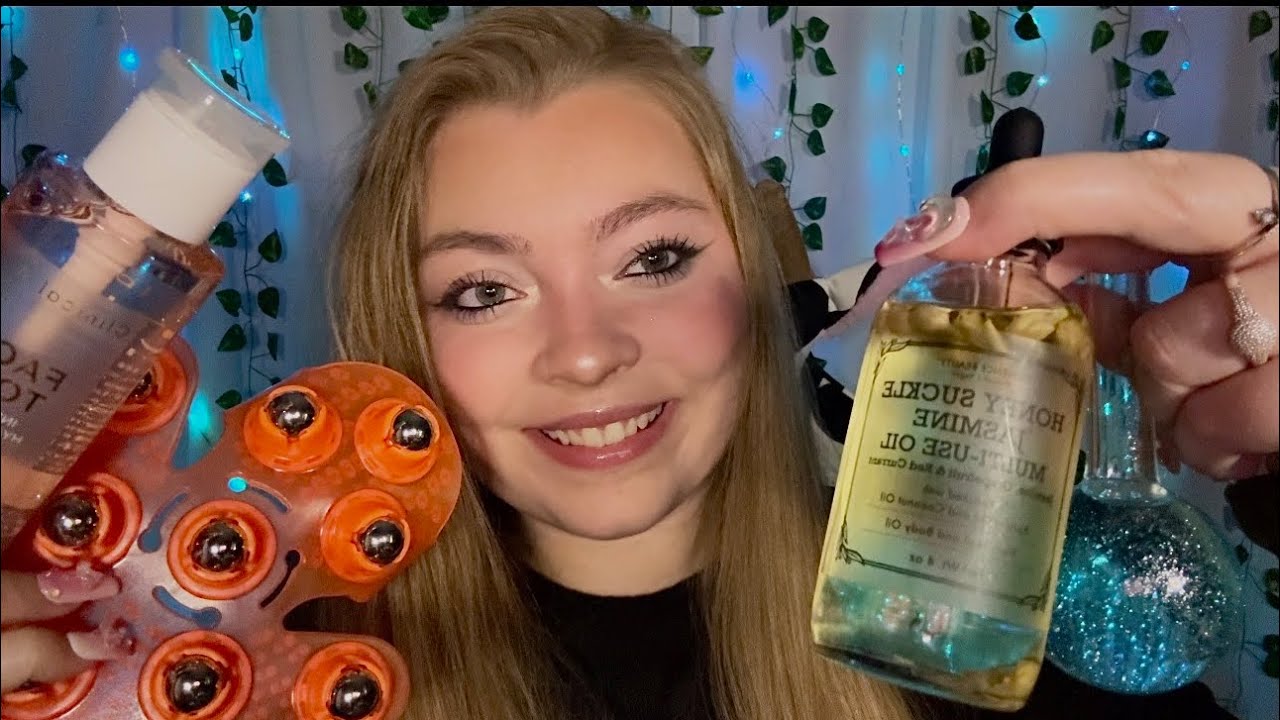 ASMR Friend Pampers you for sleep🫧🧴🧖🏼&zwj;♀️💤 (skincare, massage, scalp treatment, hair care, etc) #asmr