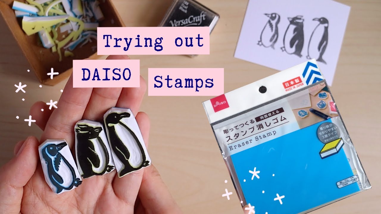 DIY Cute Penguin Rubber Stamps using $2 Daiso Eraser Stamps | Review ✱ ParadeMade