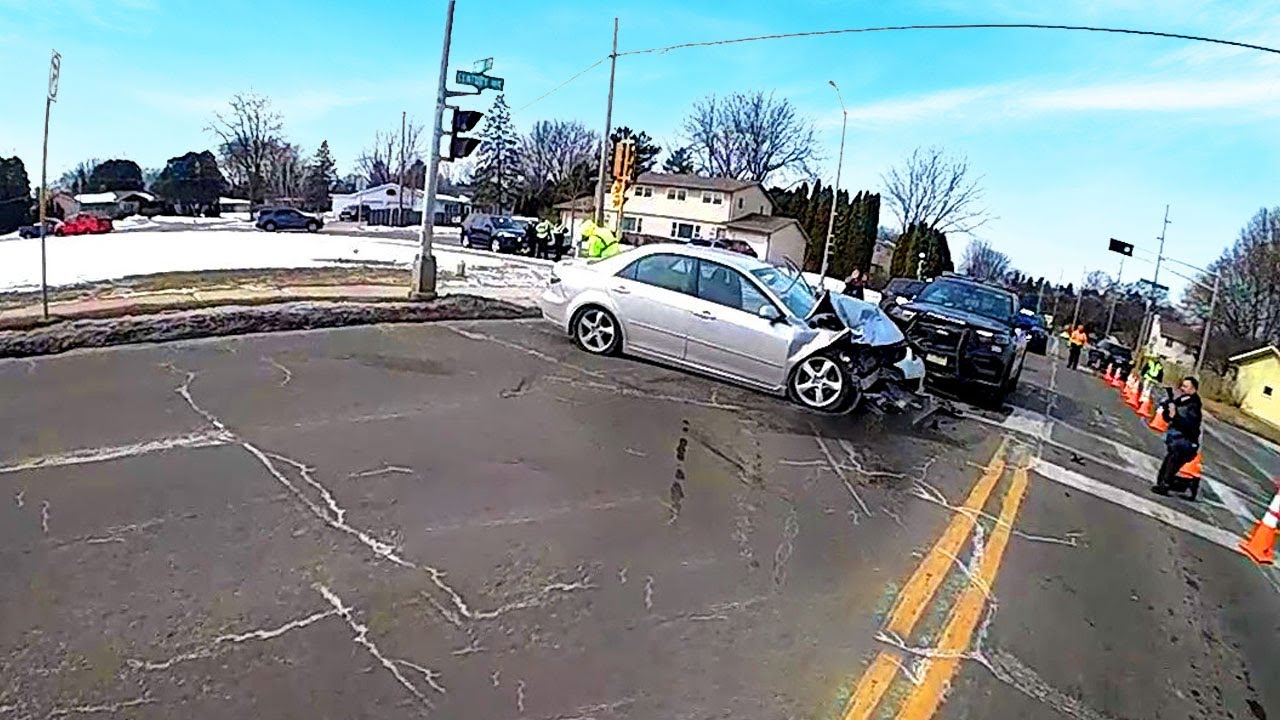 Drunk Driver Brutally Crashes Head-On into Police Car