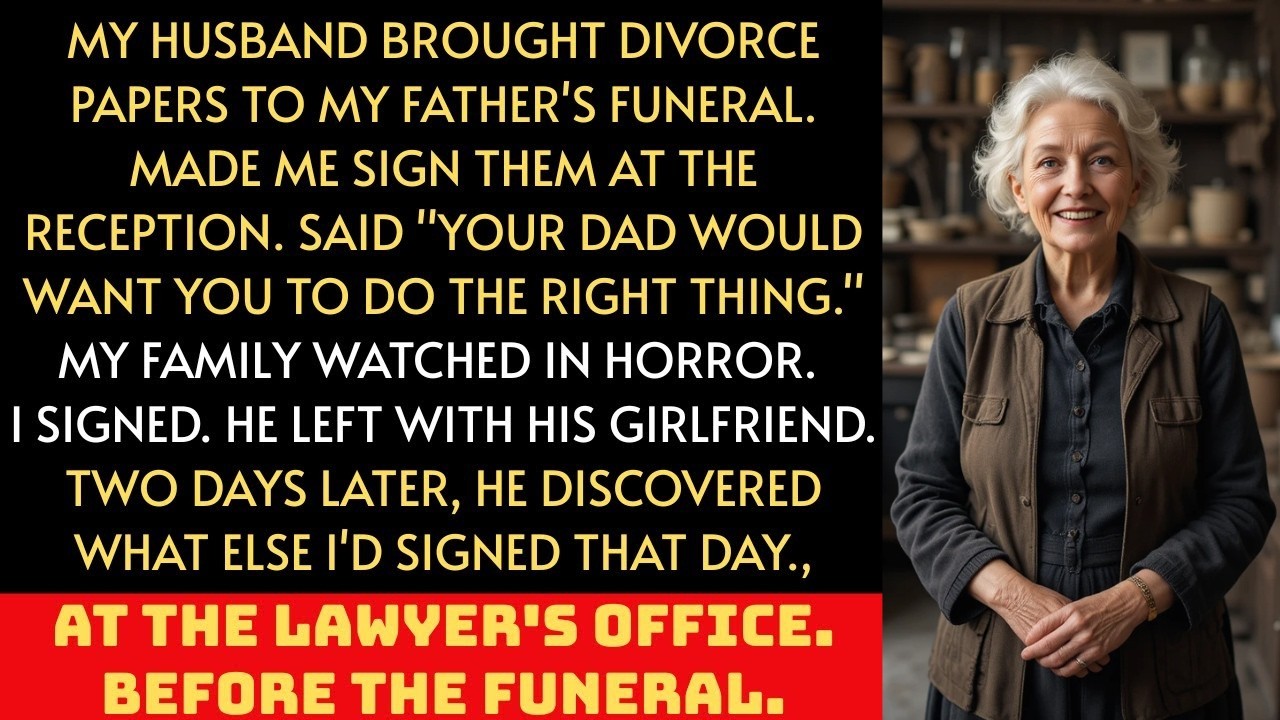 My husband served me divorce papers at my father’s funeral—I signed them, and he soon regretted it.
