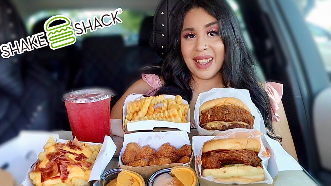 SHAKE SHACK MUKBANG! NEW Hot Honey Chicken Sandwich, Chicken Bites, Shack Stack Burger, Cheese Fries