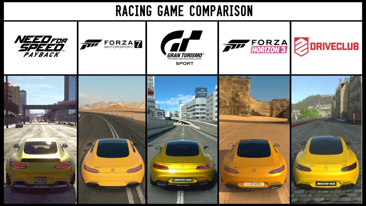 NFS PAYBACK vs GT SPORT vs FORZA 7 vs HORIZON 3 vs DRIVECLUB - Mercedes AMG GTS