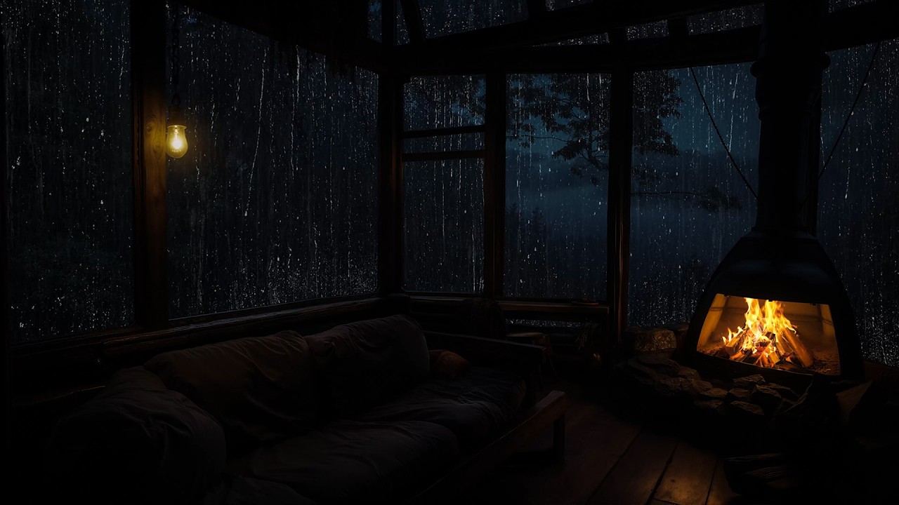 Rain from a Warm Cabin | Comforting Night Rain Sounds for Deep Sleep