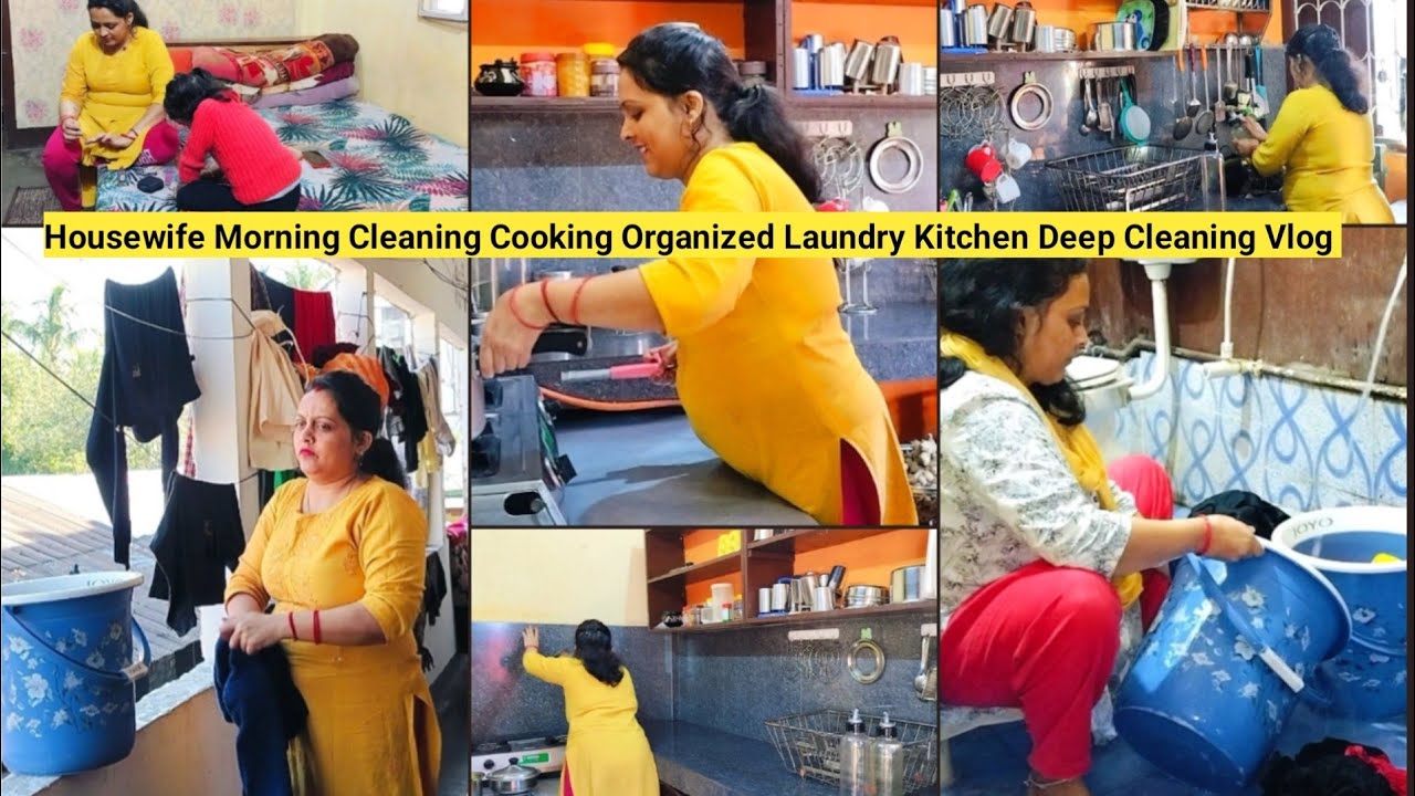 🏡How A Housewife Manage Morning Cleaning Laundry Cooking Kitchen Deep Cleaning Organized With 2Kids🌺