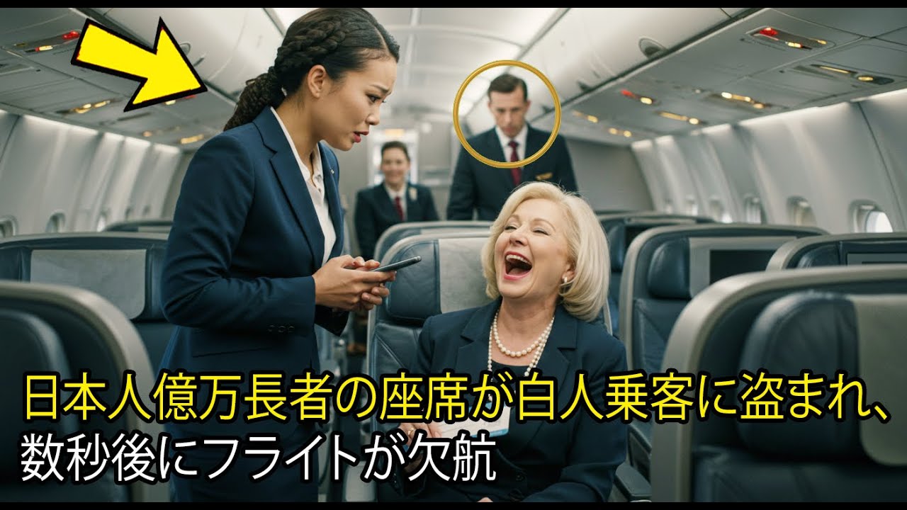 日本人億万長者の座席が白人乗客に盗まれ、数秒後にフライトが欠航