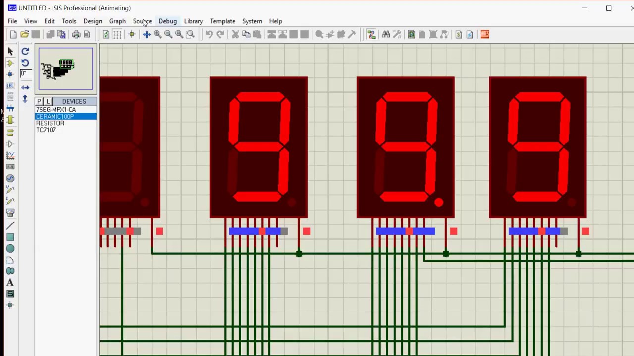 Simple Digital Voltmeter IC7107| Simulation | Voltage range upto 200VDC