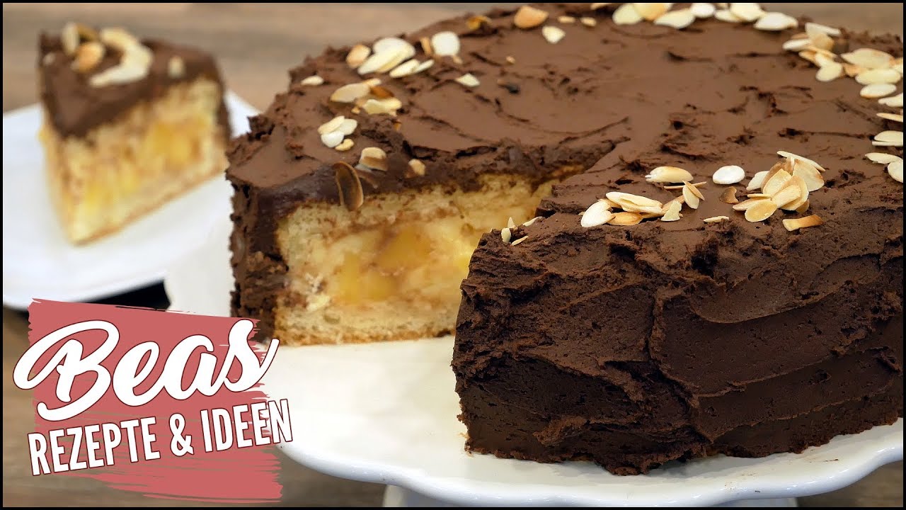 Schokoladen-Rum Torte Rezept mit Apfel-Mandel Füllung