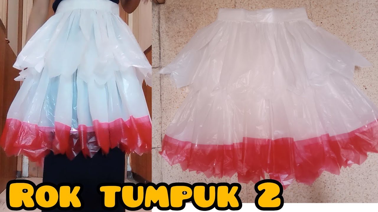 CARA MEMBUAT ROK REMPEL Tumpuk 2 dari kresek