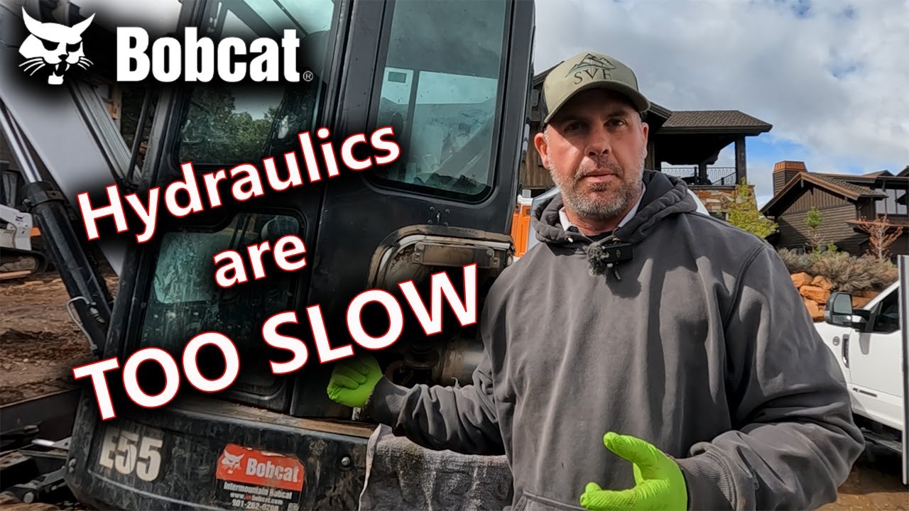 Экскаватор Bobcat E55 с медленной и слабой гидравликой. Причина может вас удивить.