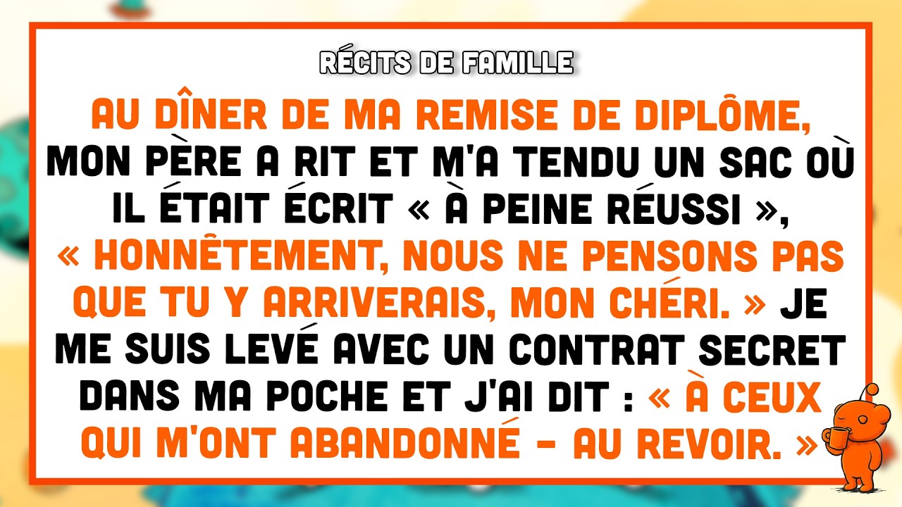 À mon dîner de diplôme, mon père a ri et m’a donné un sac marqué « à peine réussi ».