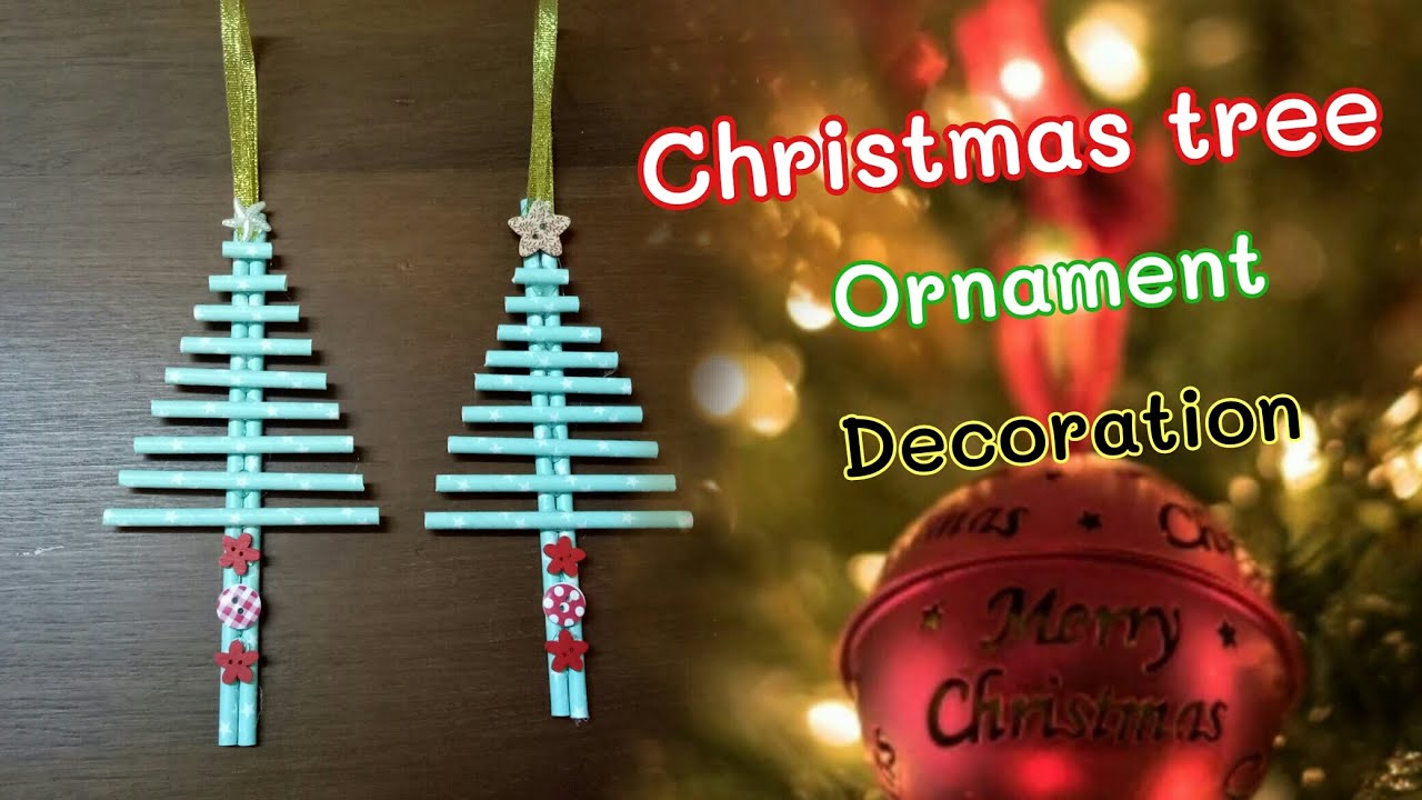 DIY Christmas tree ornament with paper drinking straws