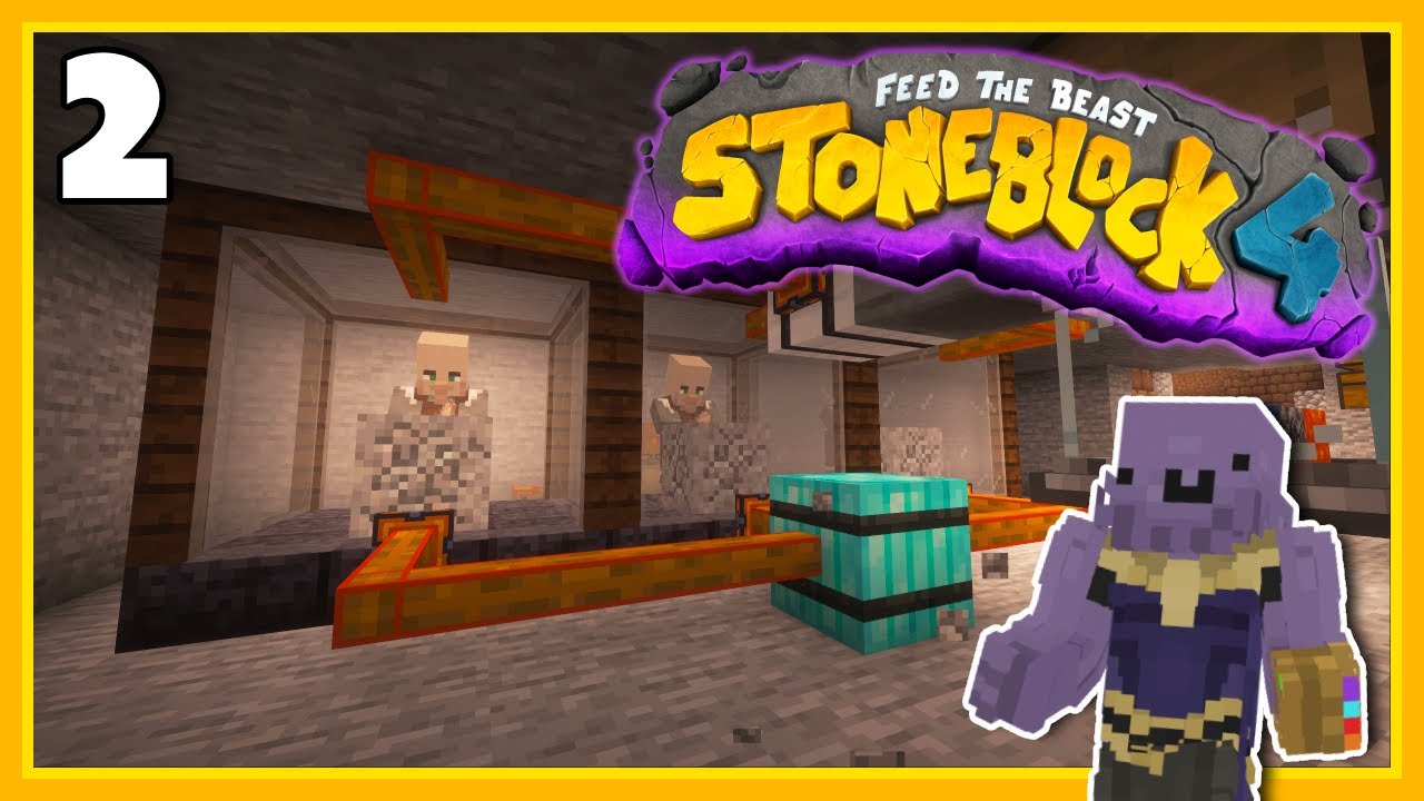Stoneblock 4 Minecraft Modpack EP 2 | Бесконечные руды с жителями деревни!