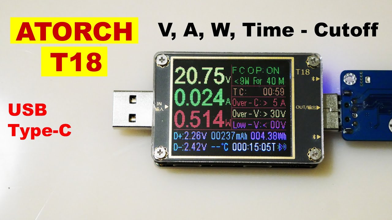 ATORCH T18 USB-тестер с возможностью отключения нагрузки