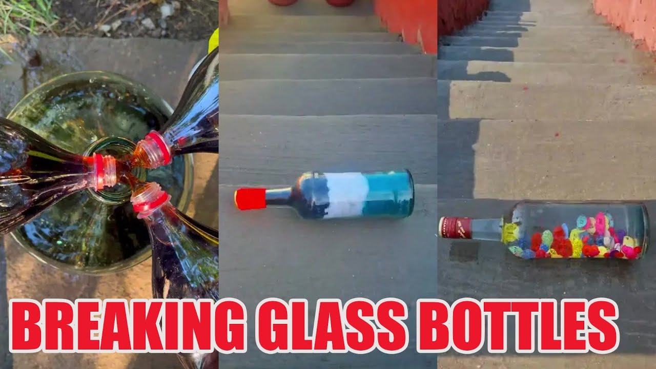 Breaking Glass Bottles and Balloon Drops 🔥 Crushing Crunchy & Soft Things #asmr #satisfying