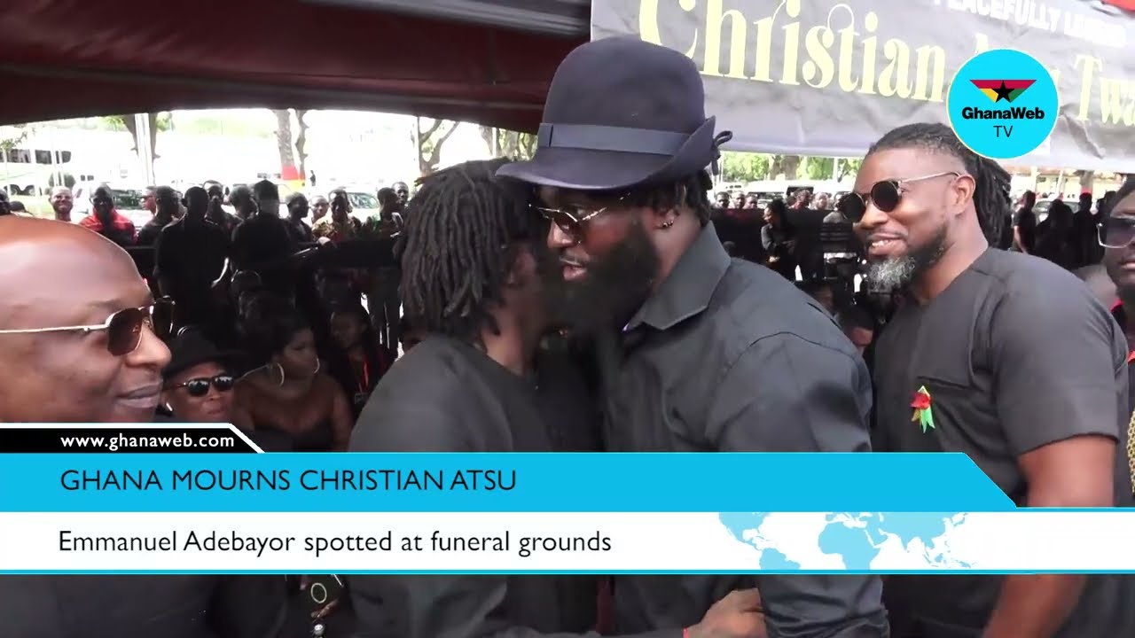 Emmanuel Adebayor spotted at Atsu's funeral grounds