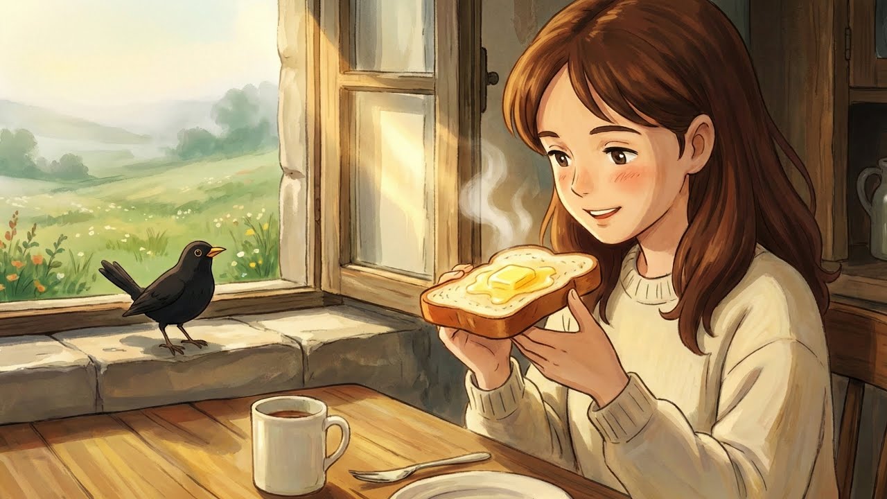 Cozy Ghibli Morning Routine | Quiet Bread Baking & Birds ASMR | No Talking Relaxation