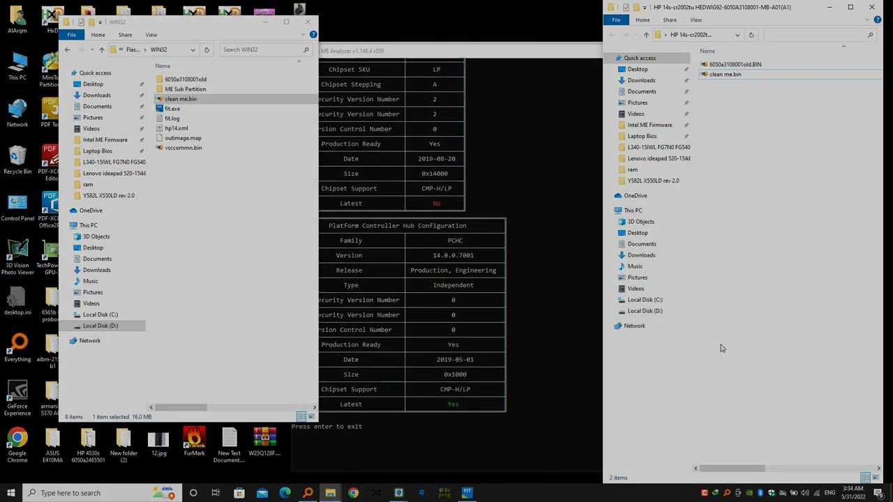 How To Clean Me Region Bios 8th 9th 10th 11th 12th Gen With Intel Flash Image Tool