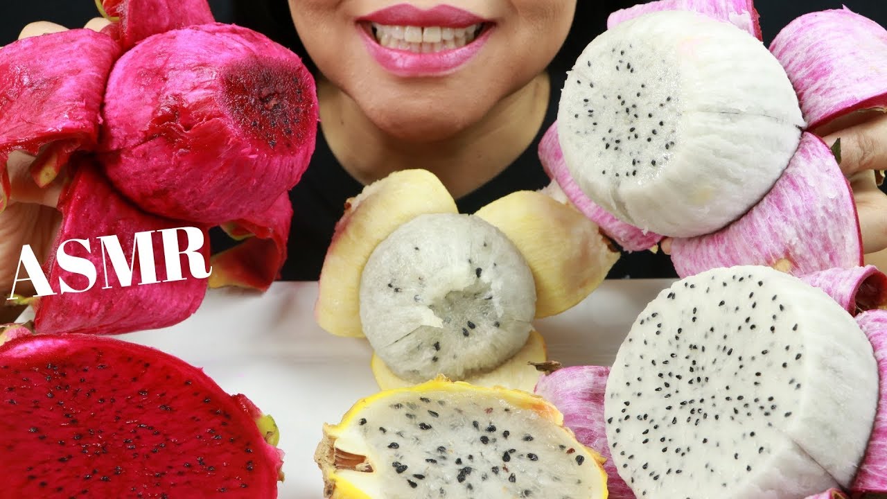 RED, WHITE & YELLOW DRAGON FRUITS ~ ASMR (No Talking) Eat Life With Kimchi