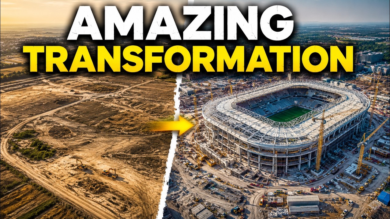 Massive Stadium Construction Progress | Modern Football Arena Build from Aerial View 🏟️