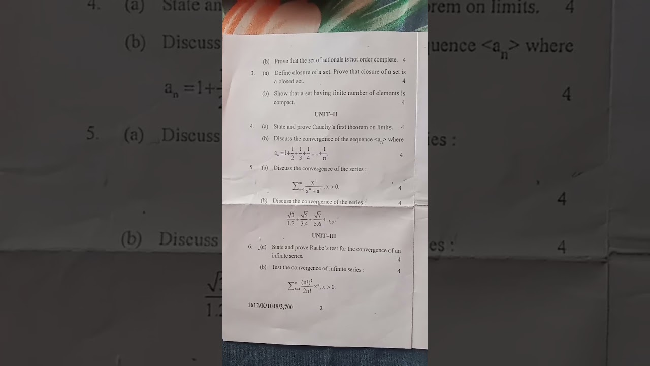 sequence and series kuk bsc/ba maths 2022