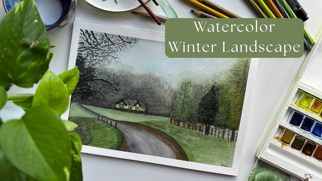 Foggy Winter Watercolor Landscape |  A Slow Art Vlog About Enjoying the Journey