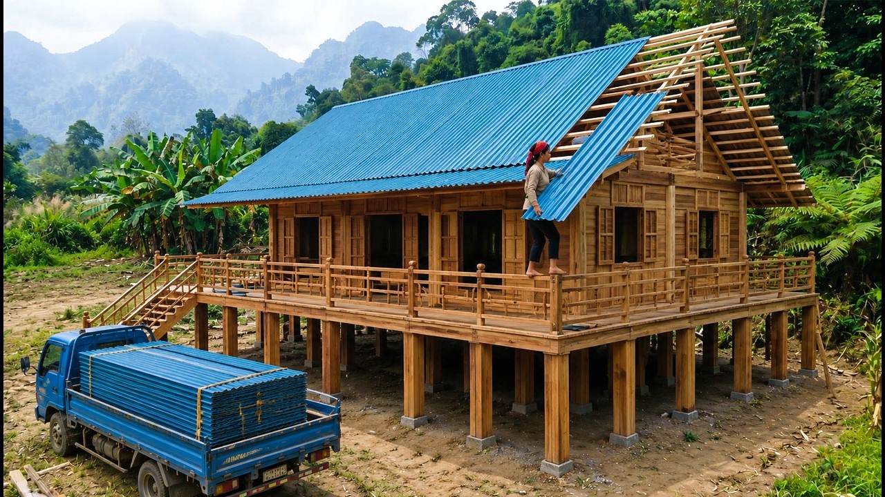 Building a Strong Wooden Farm House With Modern Metal Roofing | Rural Life Construction