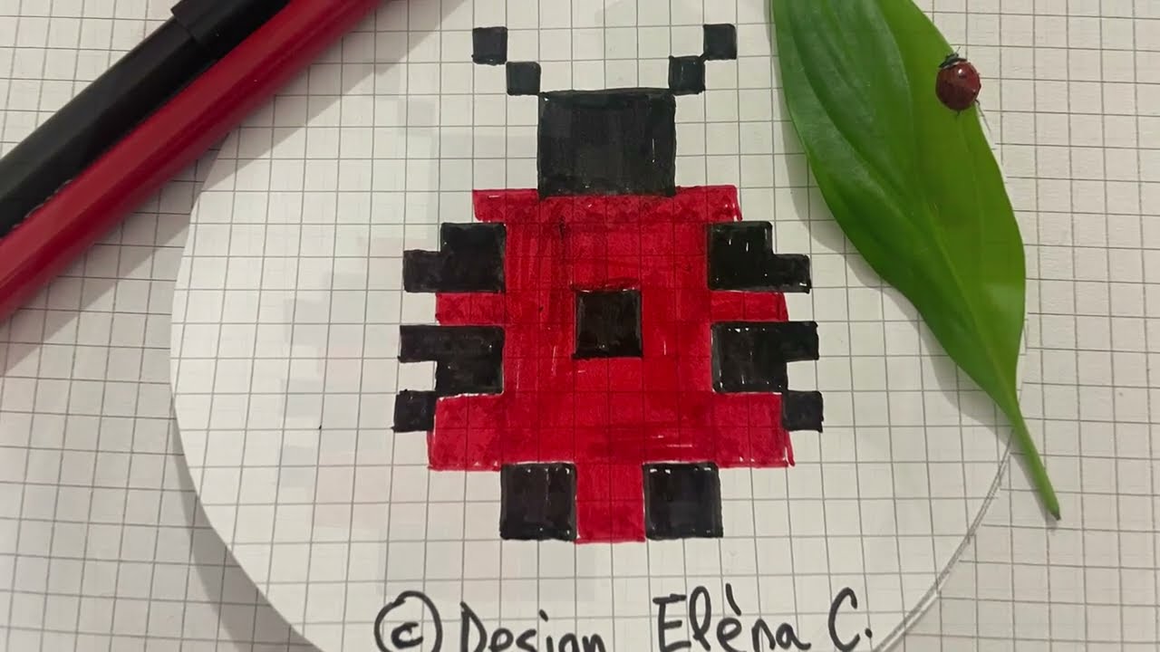 Coccinella pixel art 🐞#ladybug #pixelart  #disegno#handmade#diy #art #tutorial #coding 