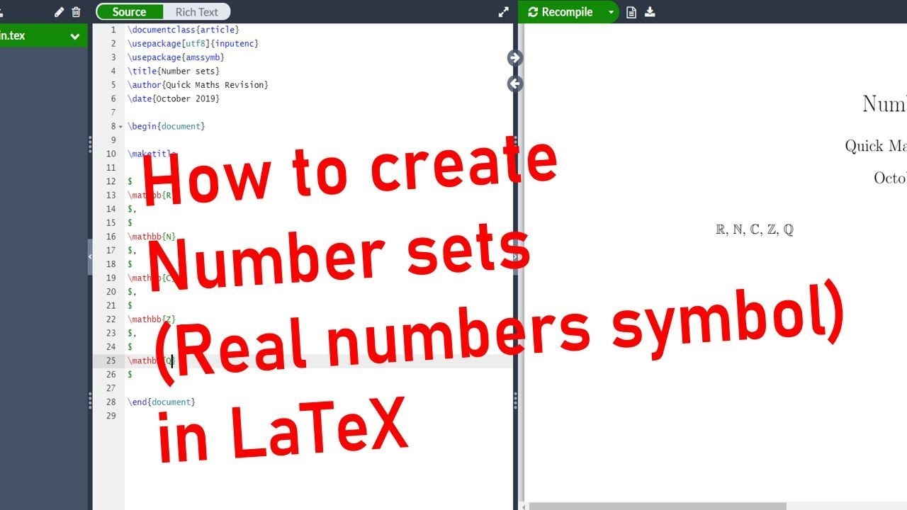 Number sets symbols in LaTeX/Overleaf (Making the Real Numbers symbol)
