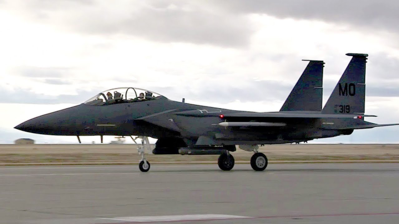 The World's Most Successful Jet Fighters: F-15E Strike Eagles Taking-off, Landing and Taxiing