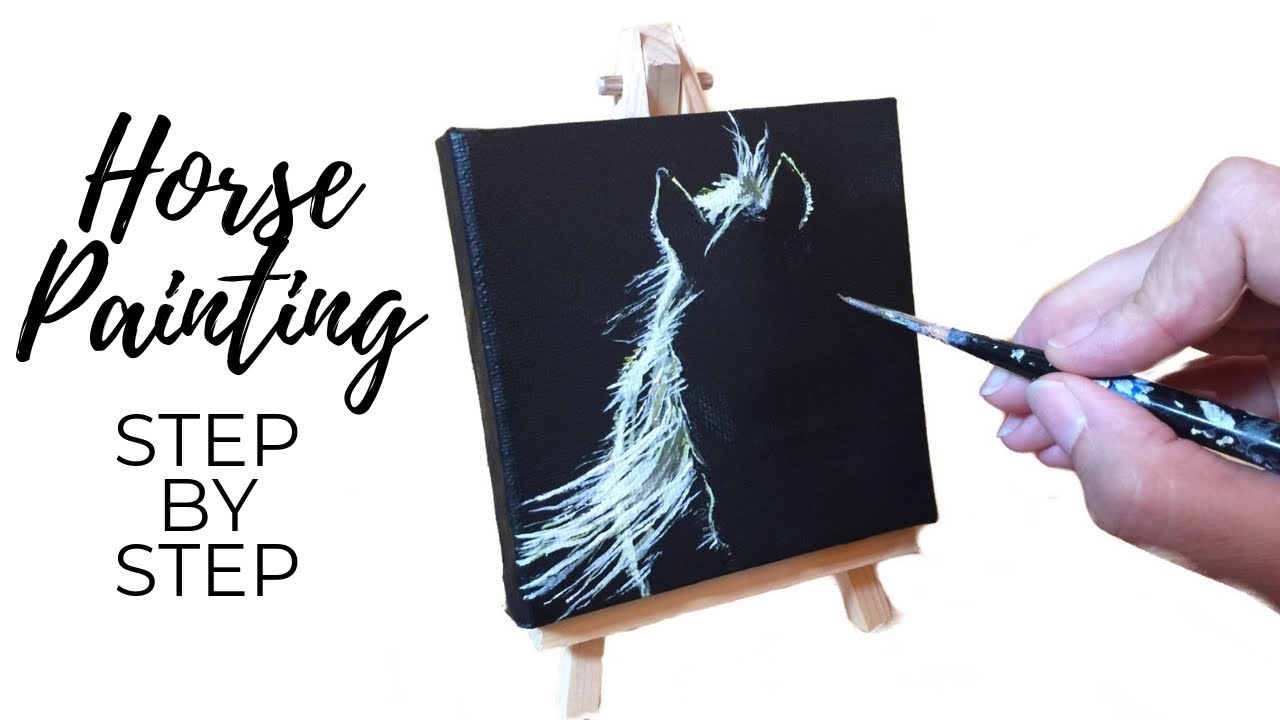 How To Paint a Horse Step by Step on Mini Canvas for Beginners in Real Time