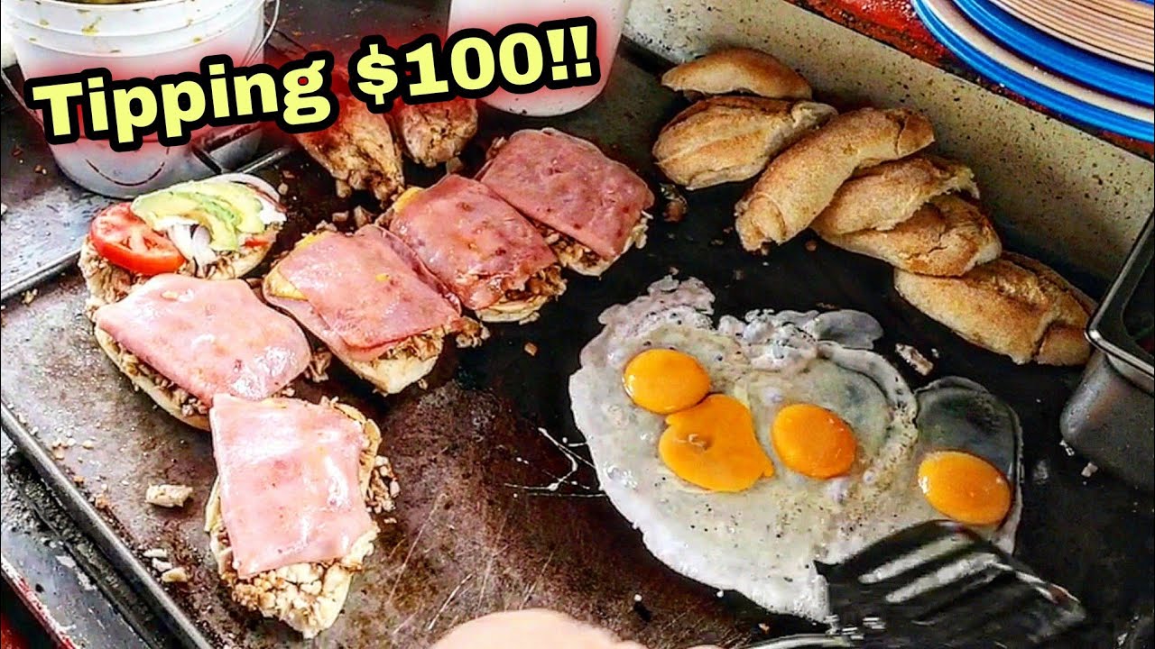 Tipping $100 Dollars || EGG TORTA || Mexican Street Food || Street Egg Sandwich