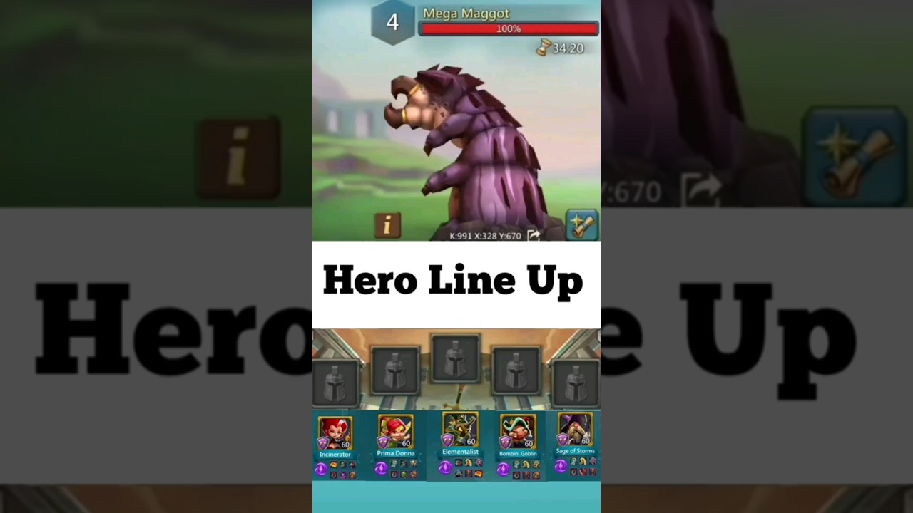 #Mega Maggot Monster ||  HeroLineUp #Shorts#youtubeshorts#shortsvideo #shortsfeed #lordsmobile