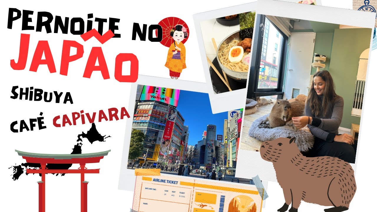 Pernoite em Tóquio, Japão | Shibuya, cafe capybara, ramen | Comissária de bordo Emirates | Vlog