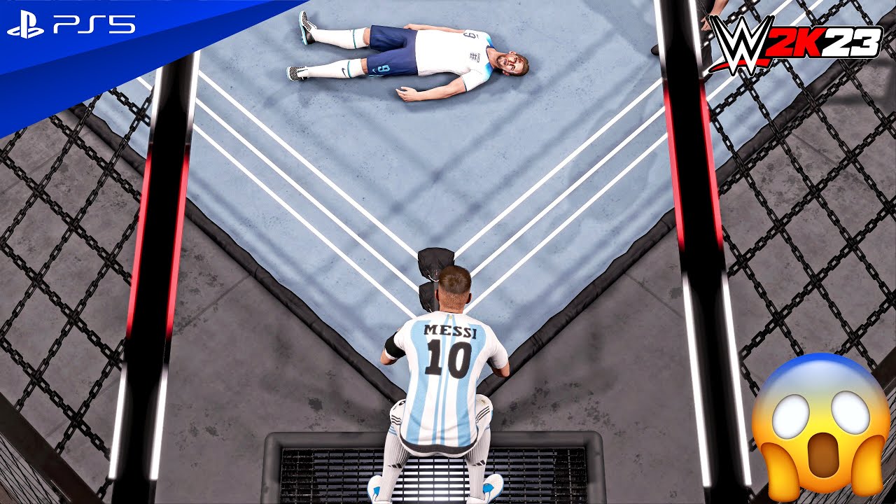 WWE 2K23 - Messi vs Haaland vs Mbappe vs Vinicius vs De Bruyne vs Kane - Elimination Chamber Match