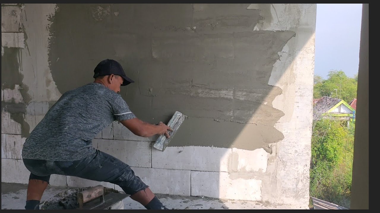 plester dinding bata hebel/ringan menggunakan semen mortar instan mudah dan cepat