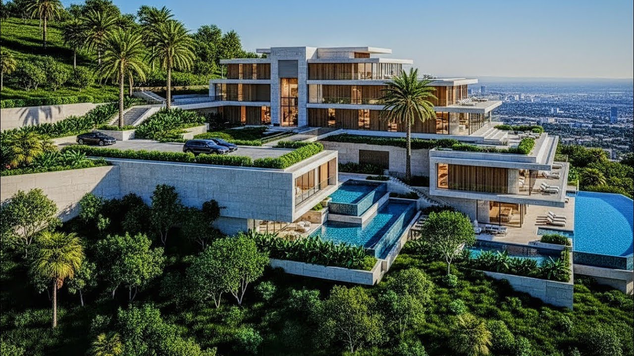 Inside a Luxury Hillside Mega Mansion | Elite Modern Mansion#LuxuryMansion #HillsideMansion#video 