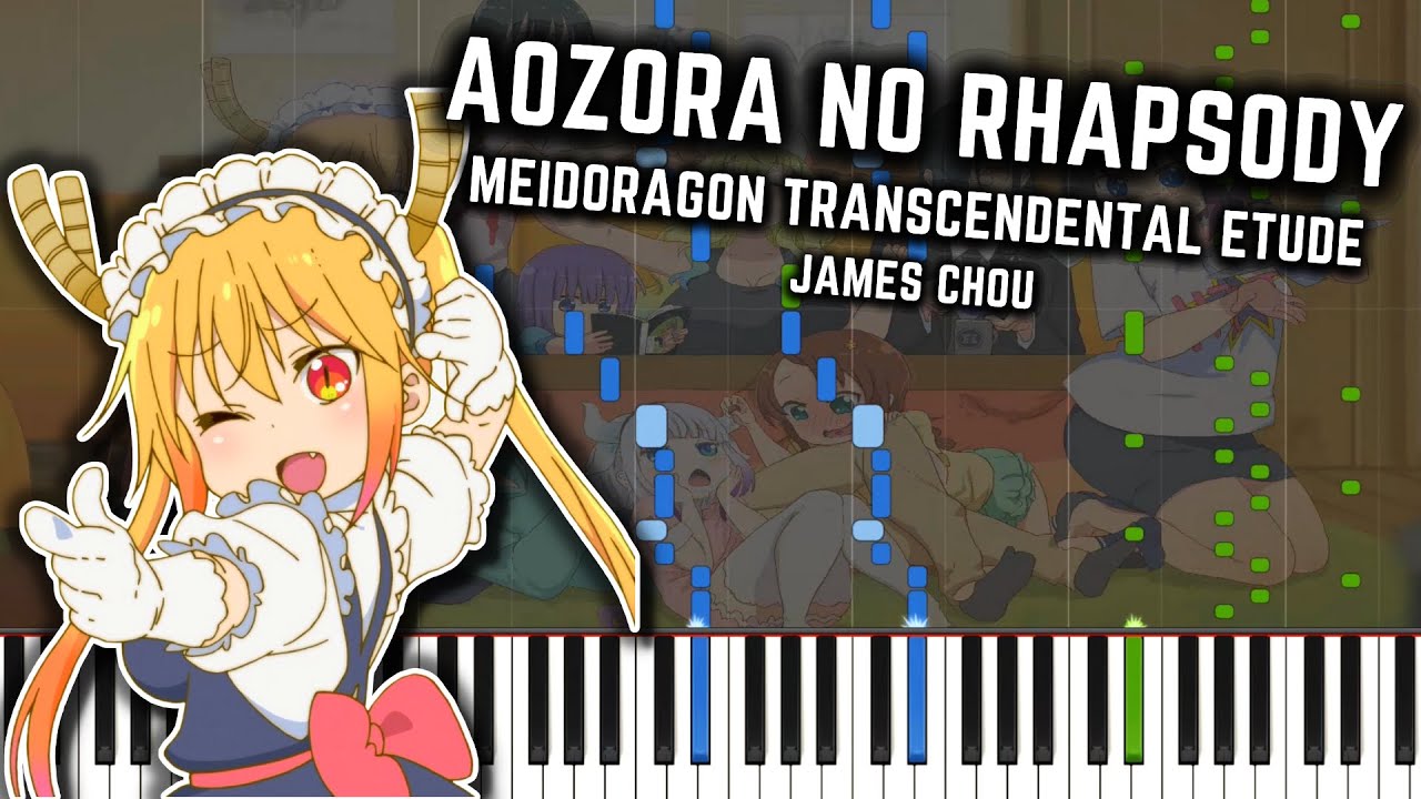 [James Chou] Meidoragon Transcendental Etude (Aozora no Rhapsody) Piano Tutorial || Synthesia