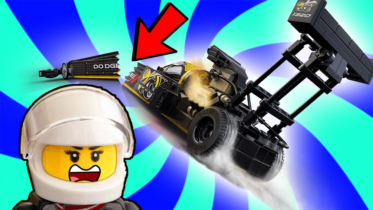 LEGO Speed Champions Dodge Top Fuel Dragster Speed Build And Crash In Slow Motion