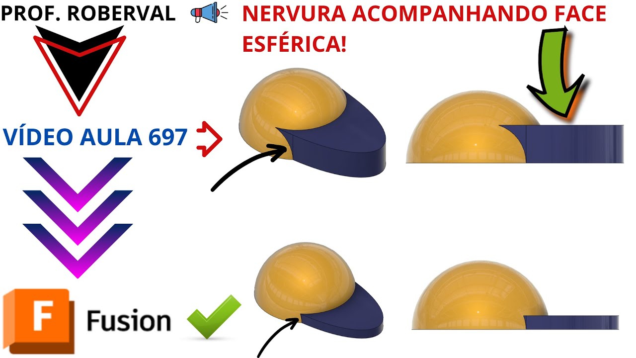 Aula 697 - Modelo com Nervura Acompanhando a Face Esférica no Autodesk Fusion