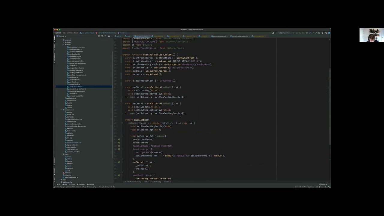 Developing a React frontend to a Clarity smart contract (Heystack)