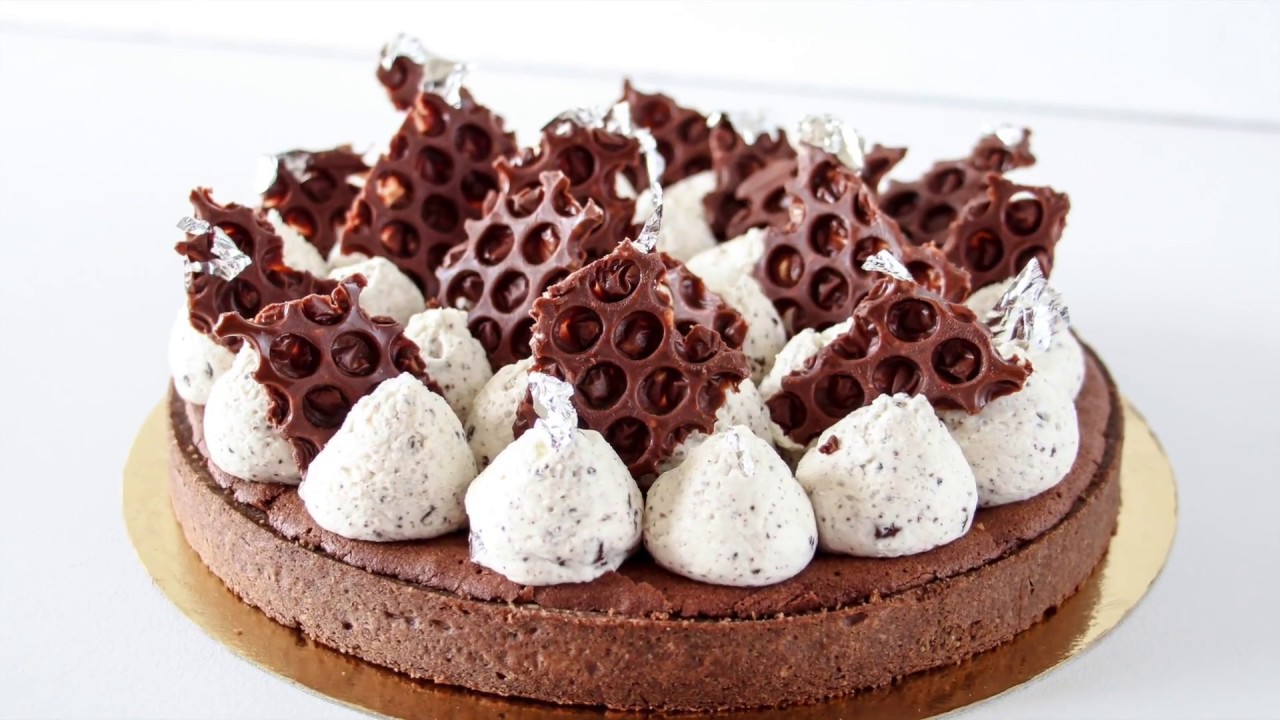 tarte choco vanille stracciatella *recette facile étape par étape avec déco en chocolat whaouuu
