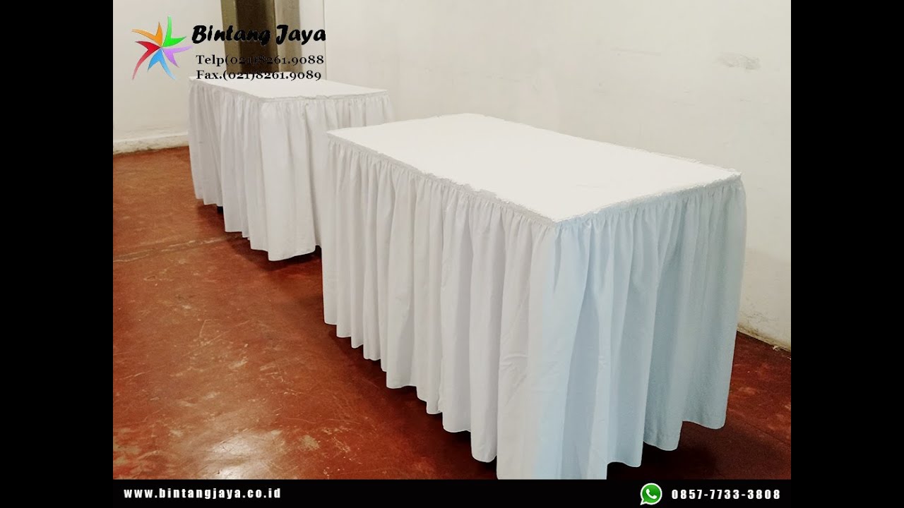 Jasa Sewa Meja Kotak Taplak Skirting Putih Area bogor