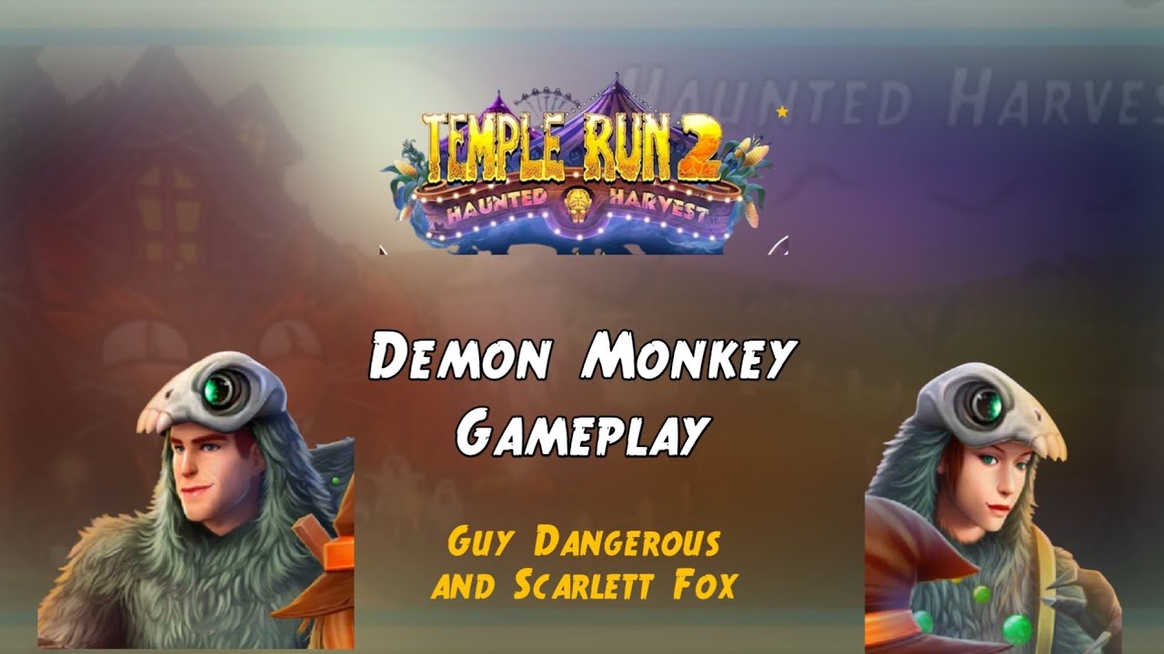 Temple run 2 Guy Dangerous and Scarlett Fox Demon Monkey Outfit Gameplay on Haunted Harvest